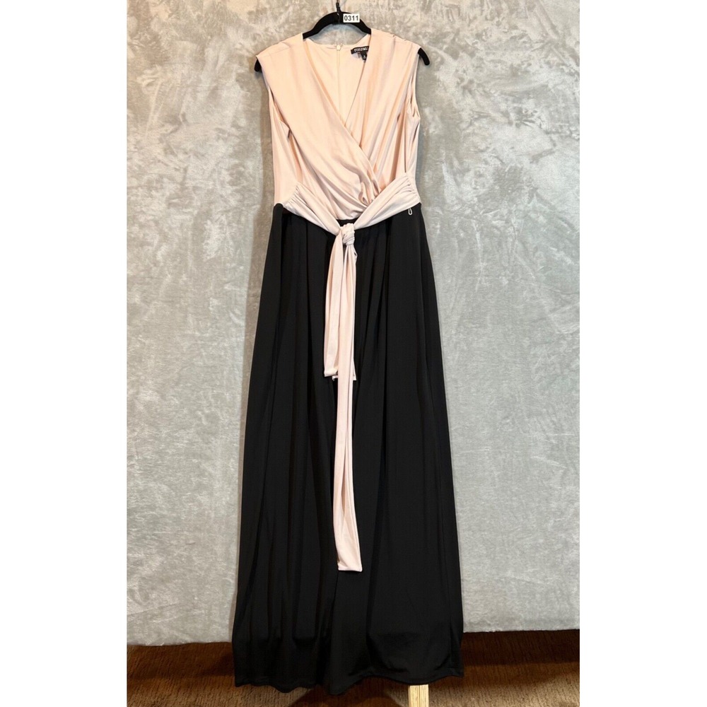 Roz &‎ Ali Jumpsuit Womens 16 Black /Pink Sleeveless Wide Leg Classic Minimalist